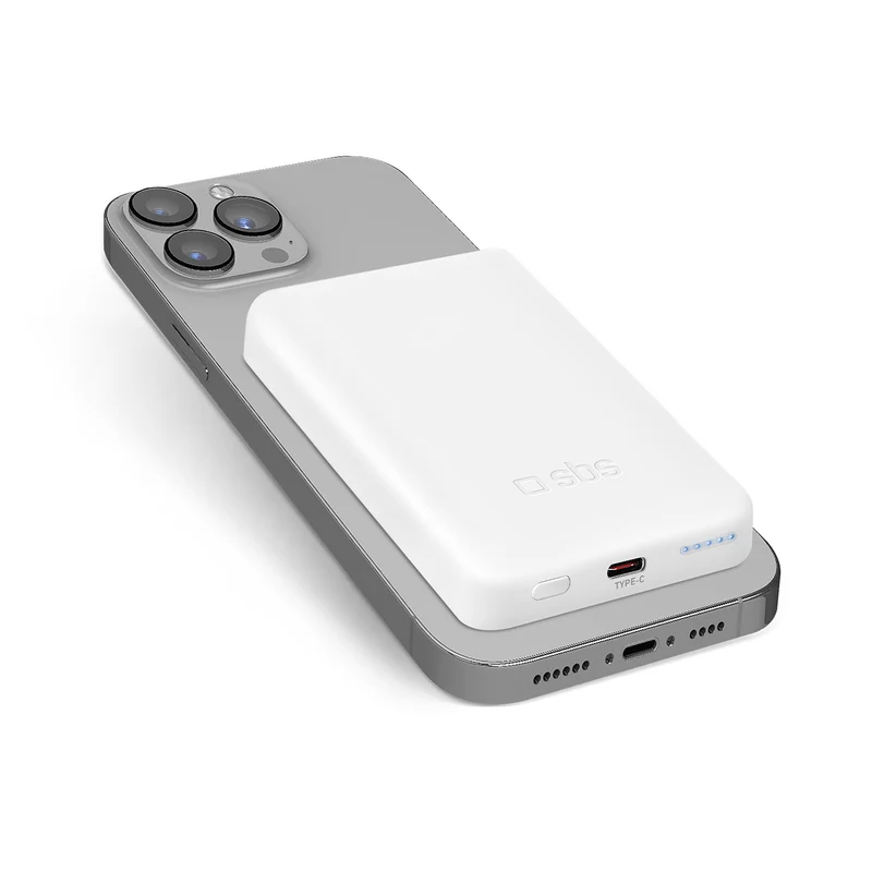 SBS Powerbank 5000mAh Ricarica Wireless Bianco per iPhone e Android TEBB5000MAG1CW