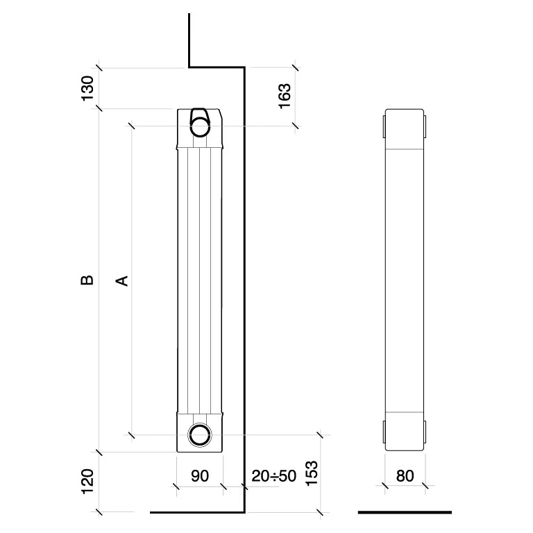 AREA OCCASIONI Radiatore Termosifone in alluminio Fondital GARDA S90 da 5 elementi interasse 1800 mm