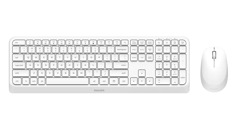 Philips SPT6307W34 Tastiera e Mouse Wireless QWERTY Full-size Bianco Serie 3000