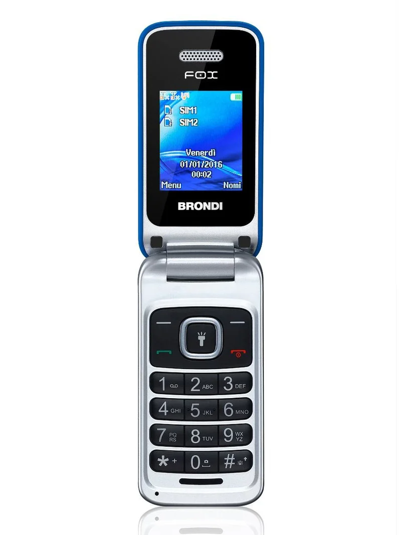 Brondi Fox 4,5 cm (1.77") Blu Argento Dual SIM