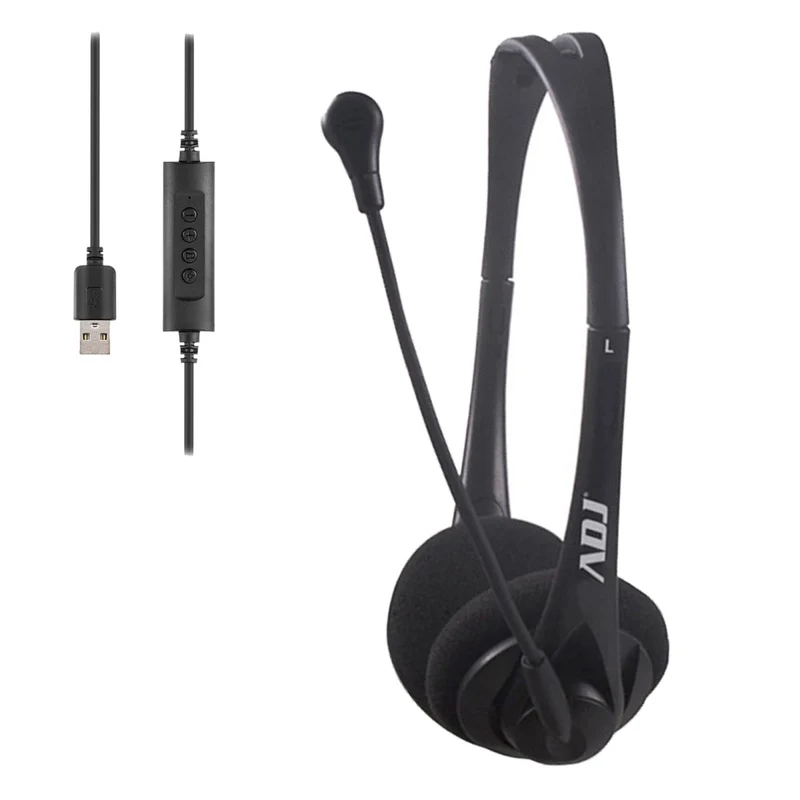ADJ Agile Cuffie con Microfono USB, Controllo Volume su Cavo, Riduzione Rumore, Cavo 2.2m, Nero