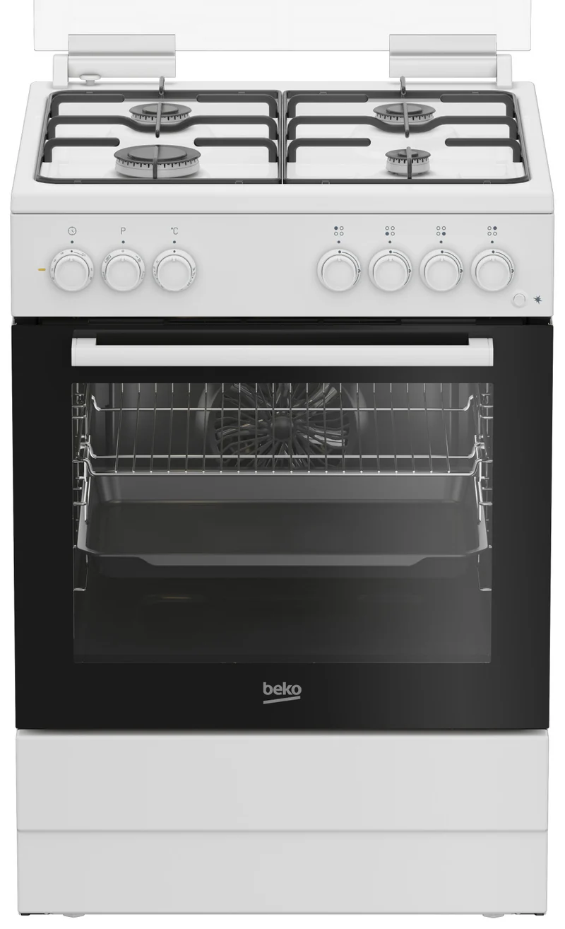 Beko Cucina Gas ed Elettrica 60x60 cm Bianca 4 Fornelli Forno Ventilato 72L