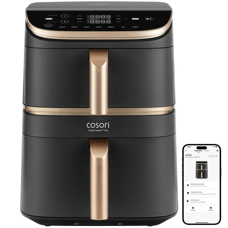 Cosori Friggitrice ad Aria Turbo Tower Pro Smart KAAPAFCSSEU0246Y 10.8L Nera