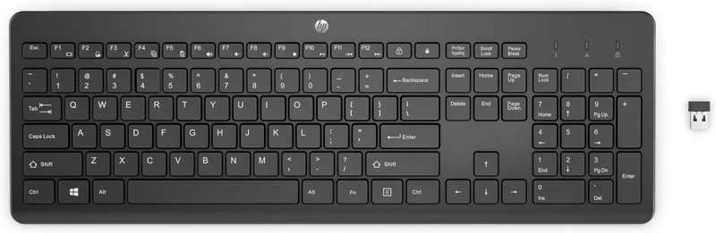 HP Tastiera Wireless 230 3L1E7AA Full-size Silenziosa con Tastierino Numerico Nero