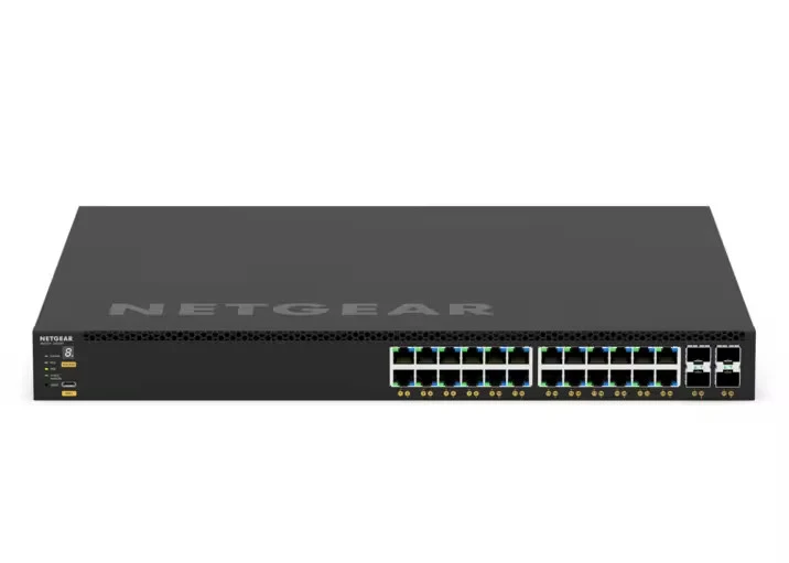 NETGEAR Switch Gestito L3 GSM4328-100NES 24 Porte Gigabit Ethernet PoE+ 648W 4 Moduli SFP+ 10G Rack 1U