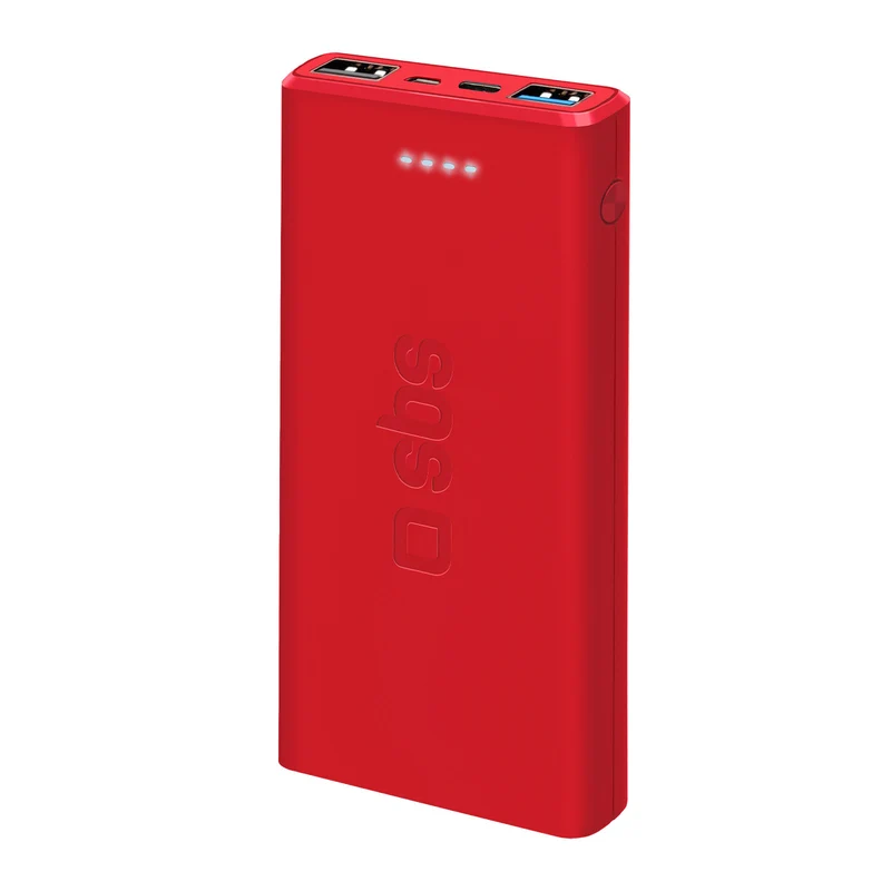 SBS Powerbank 10000mAh ricarica rapida 2 USB rosso TTBB10000FASTR