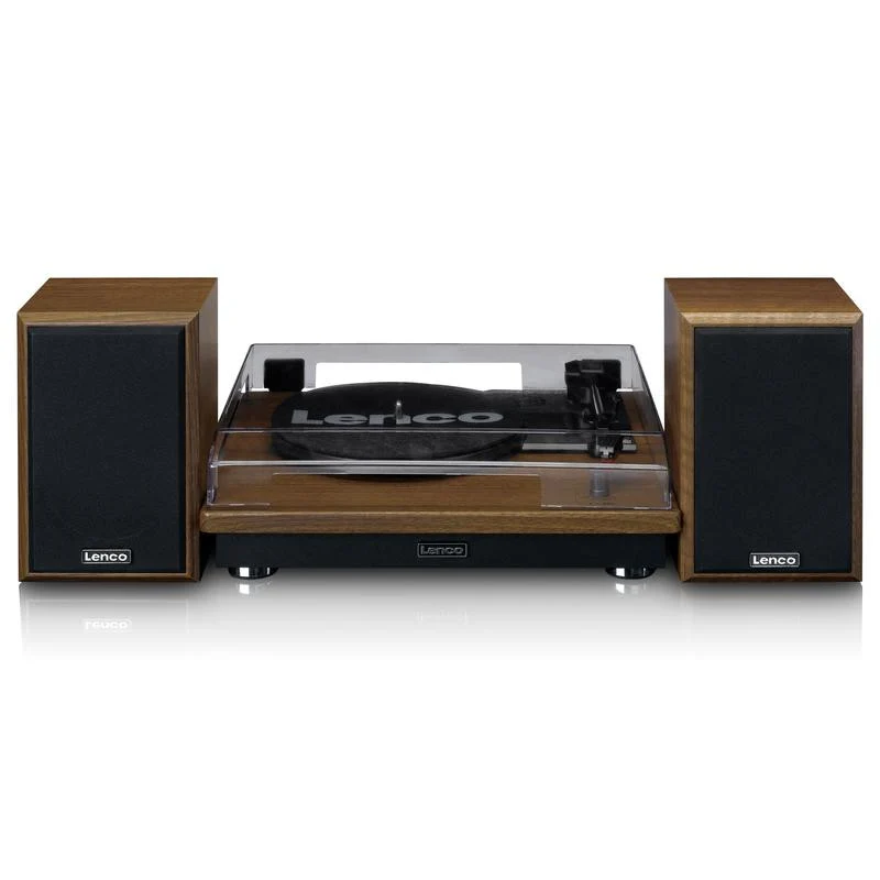 Lenco LS-100WD Giradischi Automatico Nero e Quercia con Bluetooth 5.0 e Amplificatore