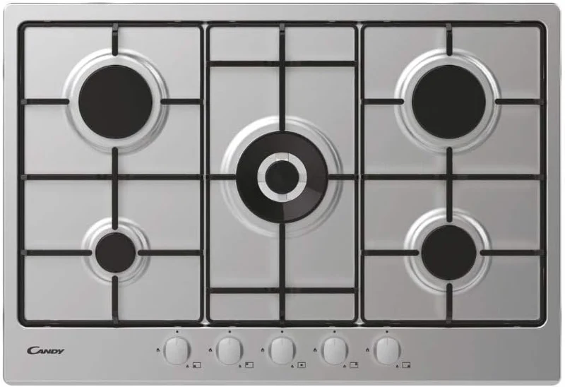 Piano Cottura A Gas Candy CDOY7W4X Collezione Idea 5 Fuochi (L74,5xP51) Acciaio Inox