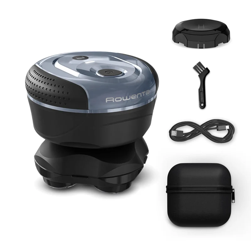 Rowenta GentleBald Rasoio per Testa TN3110E0 5 Testine Flessibili Titanio 7300 Giri/min 80 Min Autonomia Ioni di Litio Nero