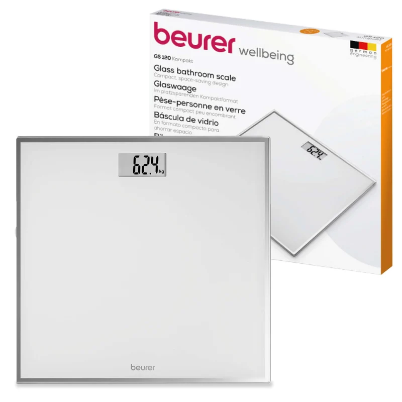 Beurer GS120KOMPAKT Bilancia Pesapersona Vetro Bianco 150 kg 0,1 kg Precisione