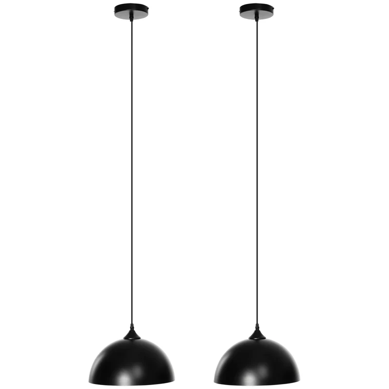 Easycomfort Lampada a Sospensione Moderna ad Altezza Regolabile, Set 2 Pezzi in Metallo con Viti incluse, Ø30x126 cm, Nero