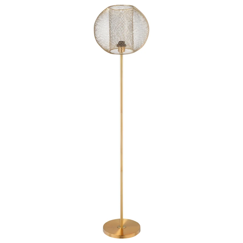 Easycomfort Lampada da Terra Moderna in Metallo con Paralume dal Design Sferico, E27 40W, ?35x150cm - Oro
