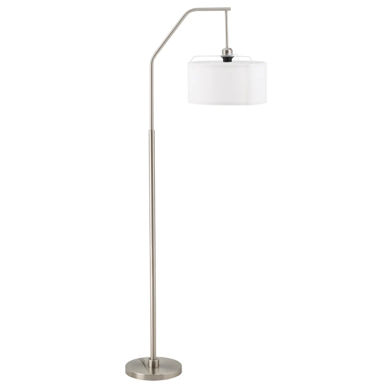 EasyComfort Lampada da Terra Moderna in Acciaio con Paralume in Tessuto Bianco, 61x33x160cm