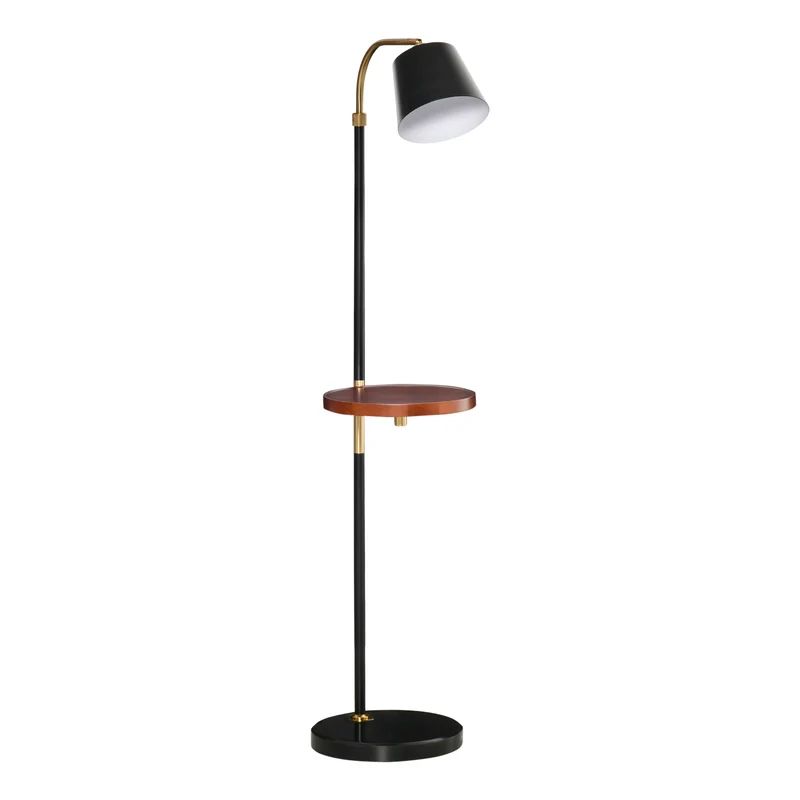 Easycomfort Lampada da Terra con Ripiano ?29.5cm per Lampadine E27 da 40W, in Metallo - Nero e Oro