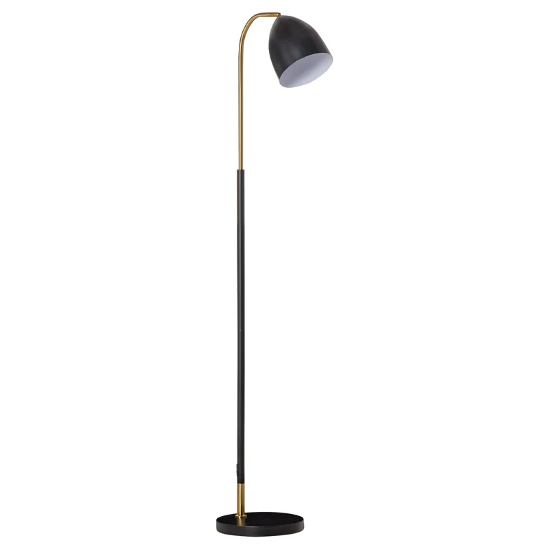 Easycomfort Lampada da Terra ad Arco con Paralume Regolabile in Metallo, 43x28x160cm - Nero e Oro