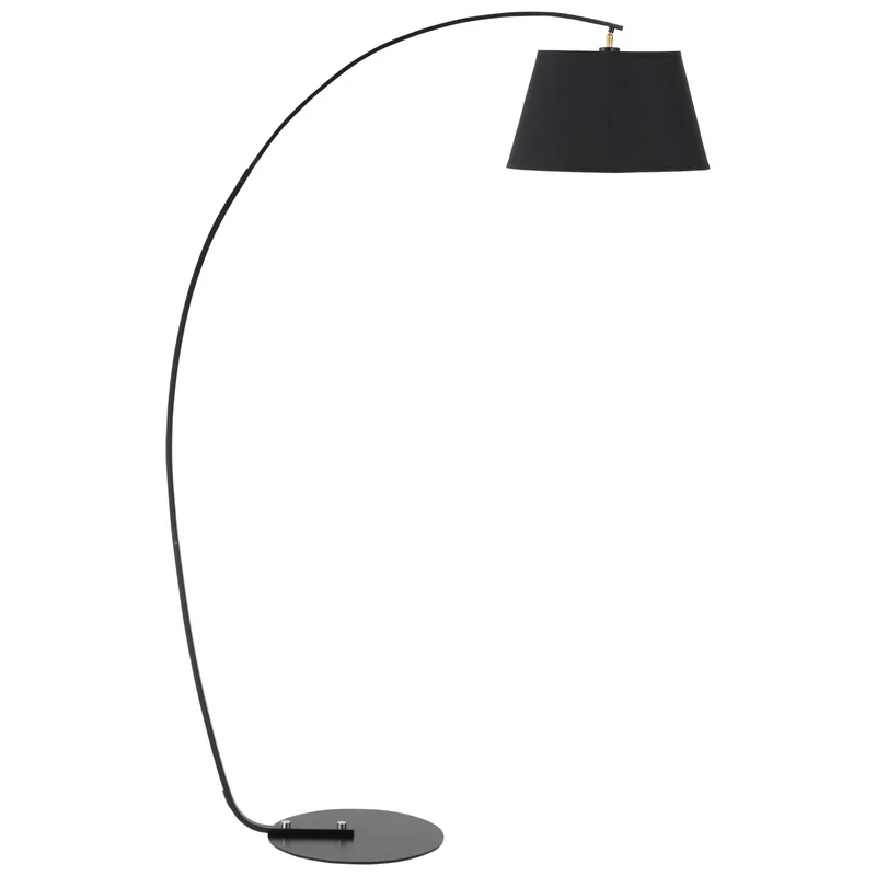 Easycomfort Lampada da Terra ad Arco con Paralume in Tessuto e Piantana Rotonda, 100x43x177cm, Nero