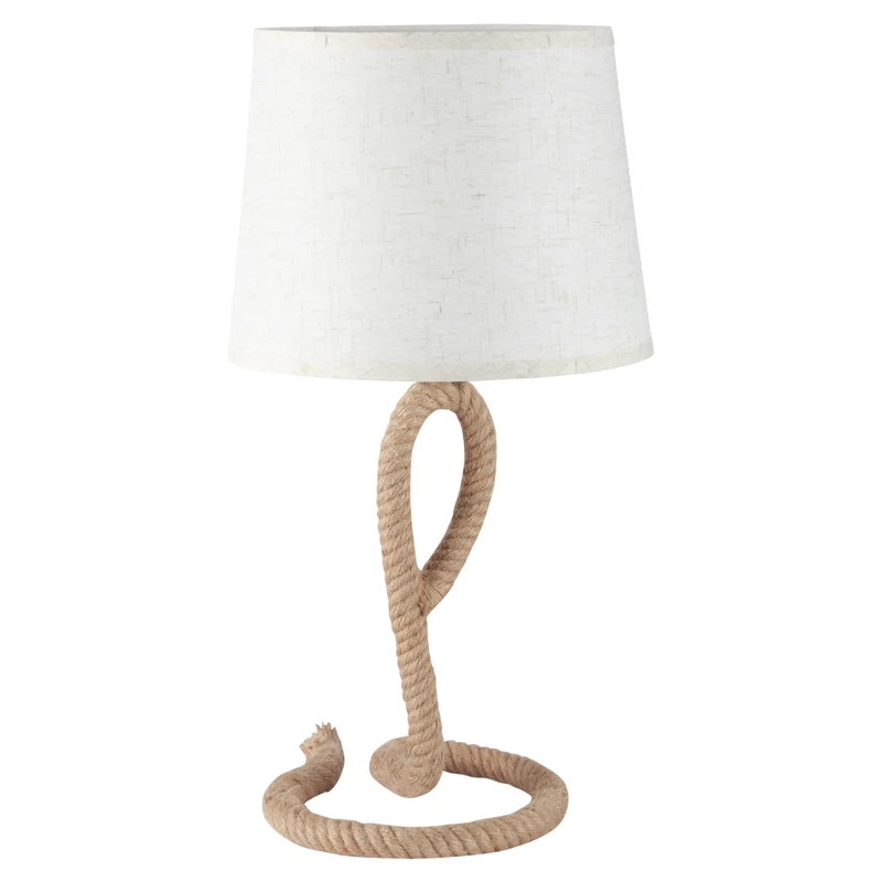 Easycomfort Lampada da Tavolo Stile Marinaro in Corda e Tessuto, Attacco E27, ?30x56cm - Bianco