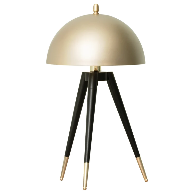 Easycomfort Lampada da Tavolo a Treppiede con Paralume Dorato in Metallo, Attacco E27, ?30x62cm