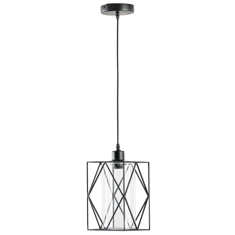 EasyComfort Lampadario Vintage in Stile Industriale, Lampada da Soffitto, Lampadario Salotto Cavo Regolabile, Nero, 16x16x120cm