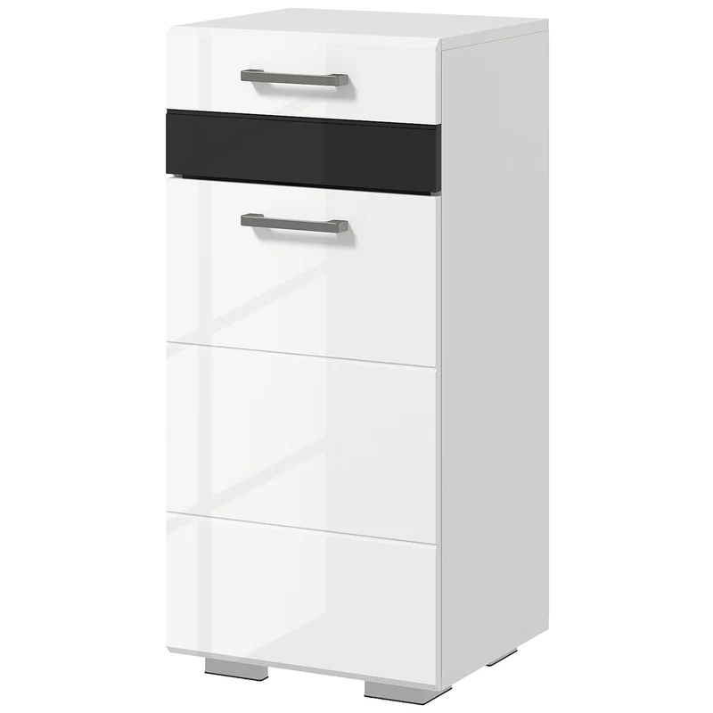 Easycomfort Mobiletto Bagno in MDF con Cassetto e Armadietto con Ripiano Interno Regolabile, 37x32.5x79 cm, Bianco