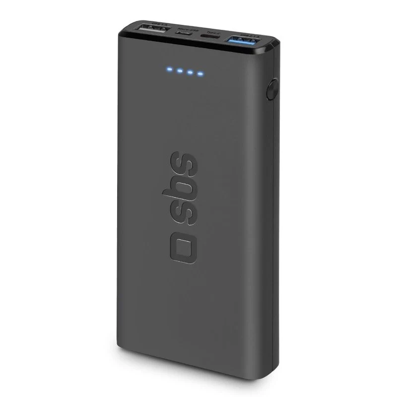 SBS Power bank 10000 mAh extra slim nero 2 porte USB carica intelligente