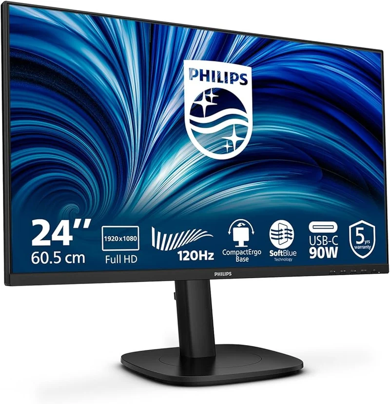 Philips 24B2U3301H Monitor 23.8" IPS Full HD 120Hz Webcam USB-C Nero