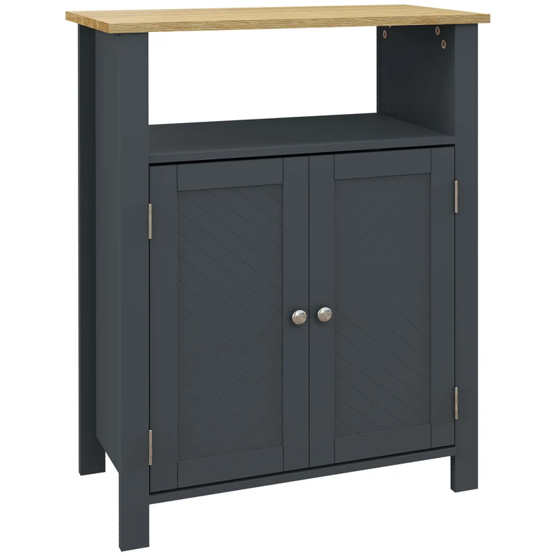 Easycomfort Mobiletto Bagno a 3 Ripiani in MDF e Truciolato con Ripiano Interno Regolabile, 60x30x80.5 cm