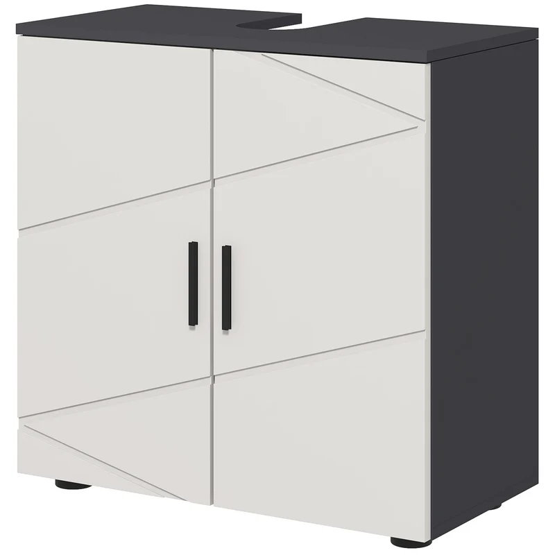 Easycomfort Mobile Sottolavabo Bagno in Legno con Armadietto 2 Ante, 60x30x60cm, Grigio