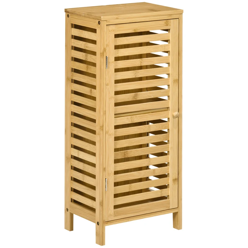 Easycomfort Armadietto Bagno in Bambù con Ripiano Interno Regolabile, 30x19.9x70 cm, color Legno