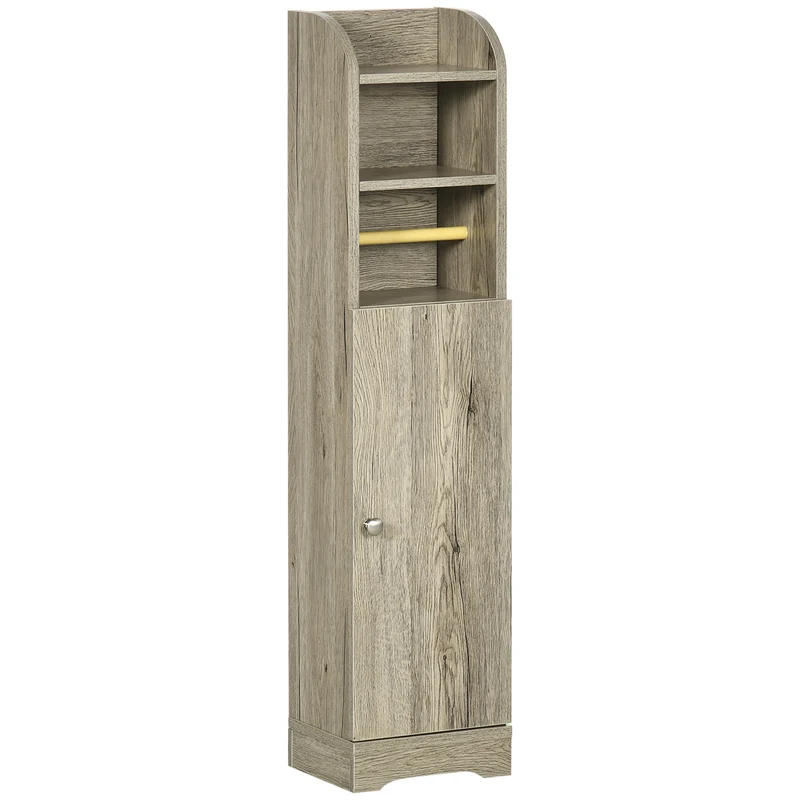 Easycomfort Mobile Bagno in Truciolato con 2 Ripiani e Armadietto a 2 livelli, 23x18x100cm, Grigio