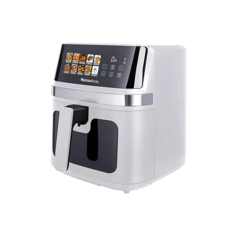 Melchioni Friggitrice ad Aria Gaia Plus 8L XXL Doppia Resistenza 2200W 10 Programmi Display LED Bianca