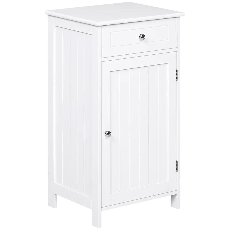 Easycomfort Mobiletto Armadietto 2 Cassetti Design Anti-Ribaltamento da Bagno in MDF 43 x 34 x 77cm Bianco