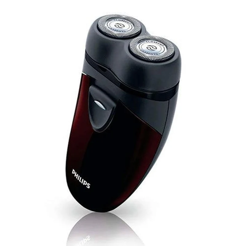 Philips Rasoio Elettrico PQ206/18 Rotativo 2 Testine CloseCut a Batteria AA Nero/Bordeaux