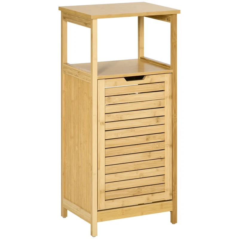 Easycomfort Mobiletto Bagno con Cesto Multiuso per Bucato e Giocattoli, in MDF e Bambù, 40x30x86.5cm