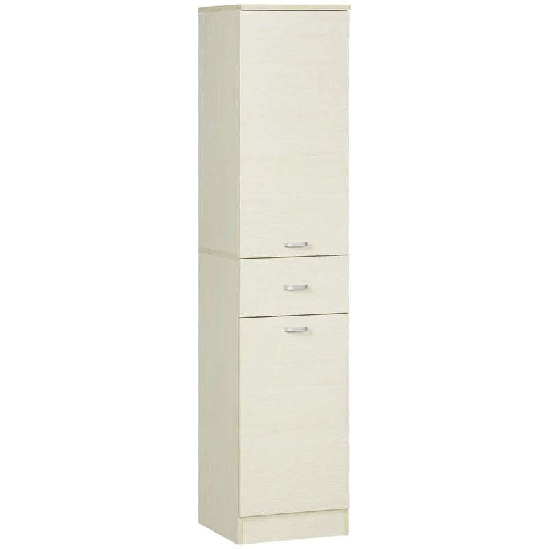 Easycomfort Mobile Bagno in Legno con Cassetto, 2 Armadietti e Ripiani Regolabili, 34x34x150 cm, Color Legno