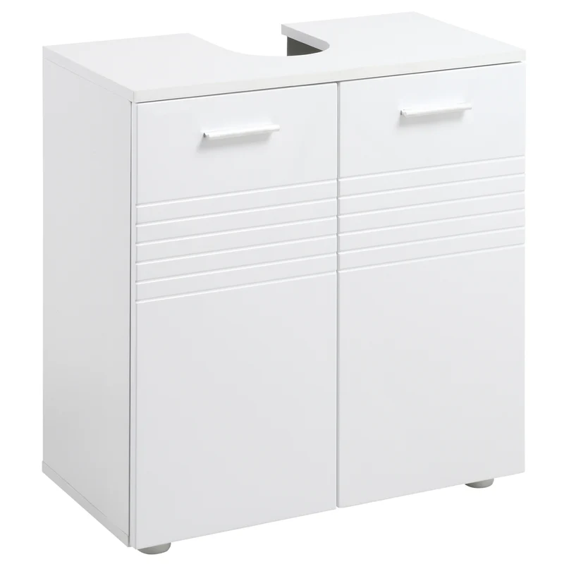Easycomfort Mobile Sottolavabo per Bagno a 2 Ante, Armadietto Salvaspazio per Lavandino in Legno con Mensola Regolabile, Bianco