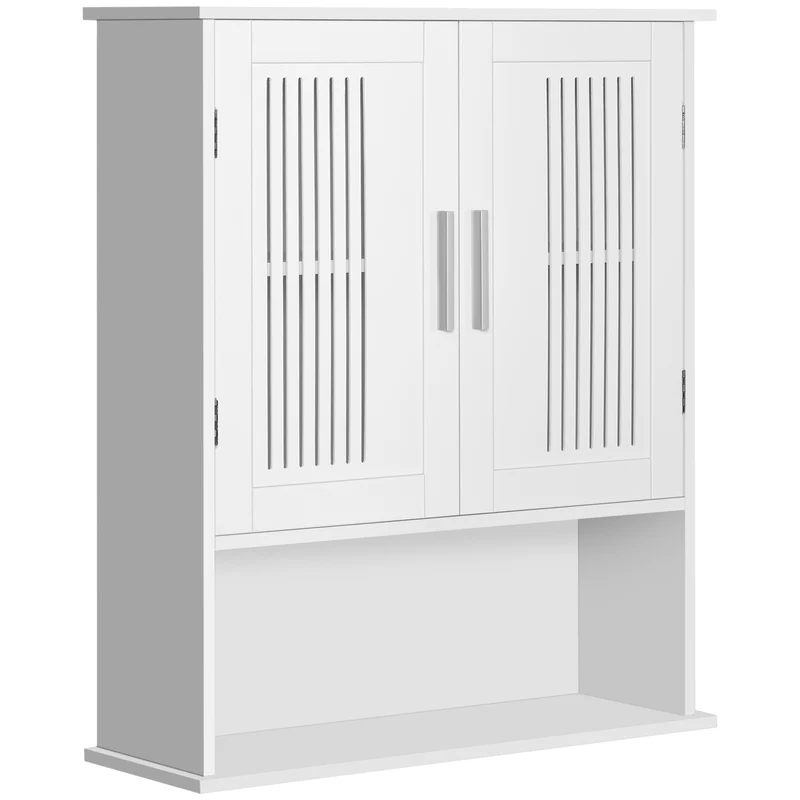 Easycomfort Mobiletto da Bagno a Muro Salvaspazio con Armadietto e Ripiano, 60x20x70 cm, Bianco