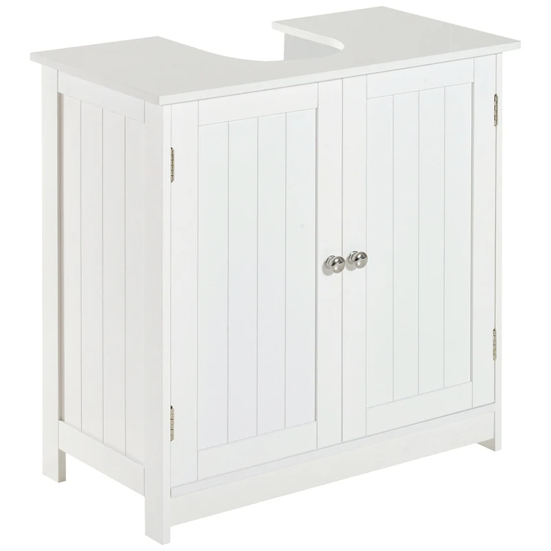 Easycomfort Amardietto Sottolavabo in MDF, Mobiletto Sottolavello Bianco per Bagno Con 2 Ante (60x30x60cm)