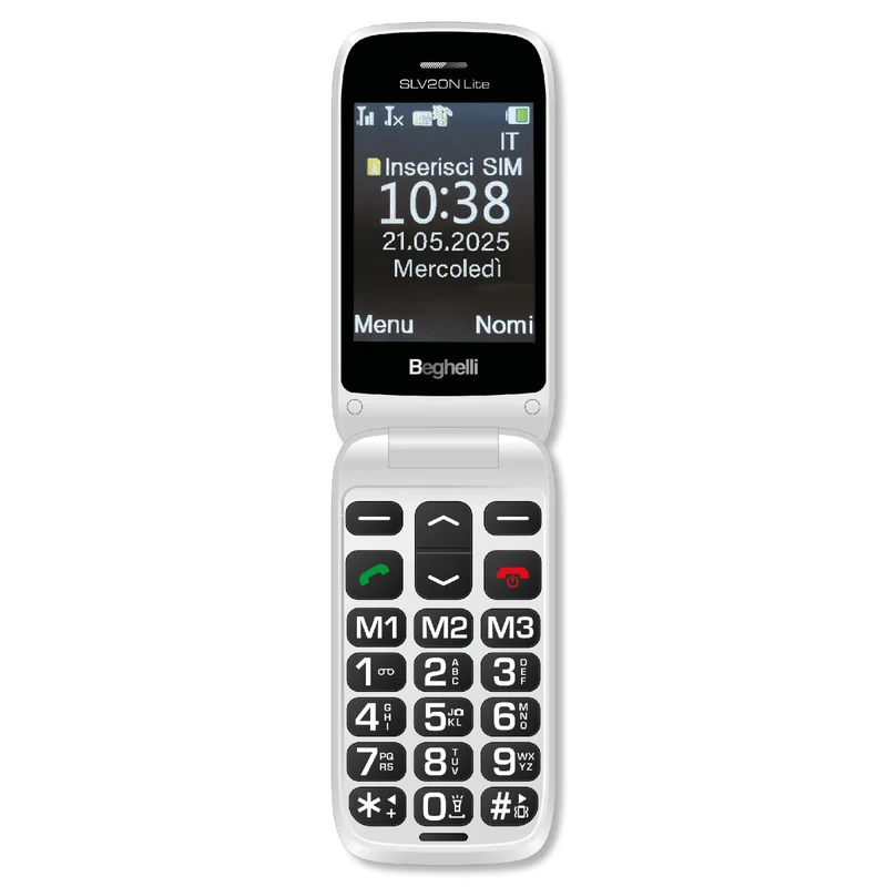 Beghelli Telefono Cellulare per Anziani SLV20N Lite Ecodesign - Tasti Grandi, Pulsante SOS, Dual SIM, Display 2.8", Grigio