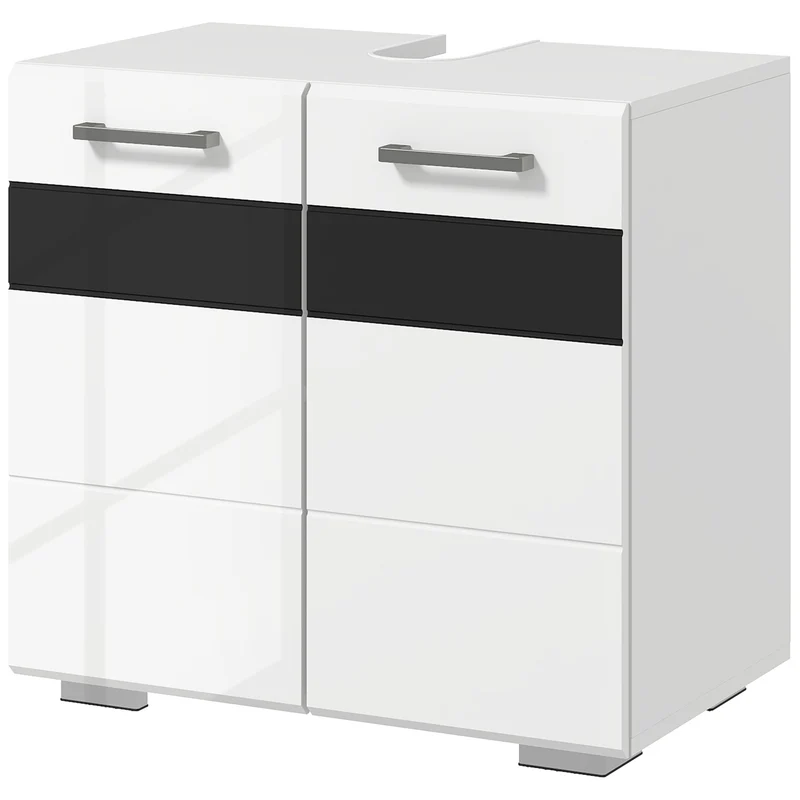 Easycomfort Mobile Sottolavabo in MDF con Armadietto a 2 Livelli con Ripiano Regolabile, 60x36.5x56 cm, Bianco