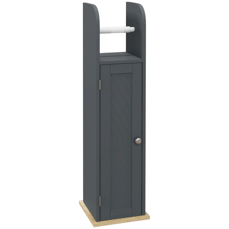 Easycomfort Mobiletto Bagno con Barra e Armadietto a 3 Livelli Regolabili, in MDF e Truciolato, Grigio