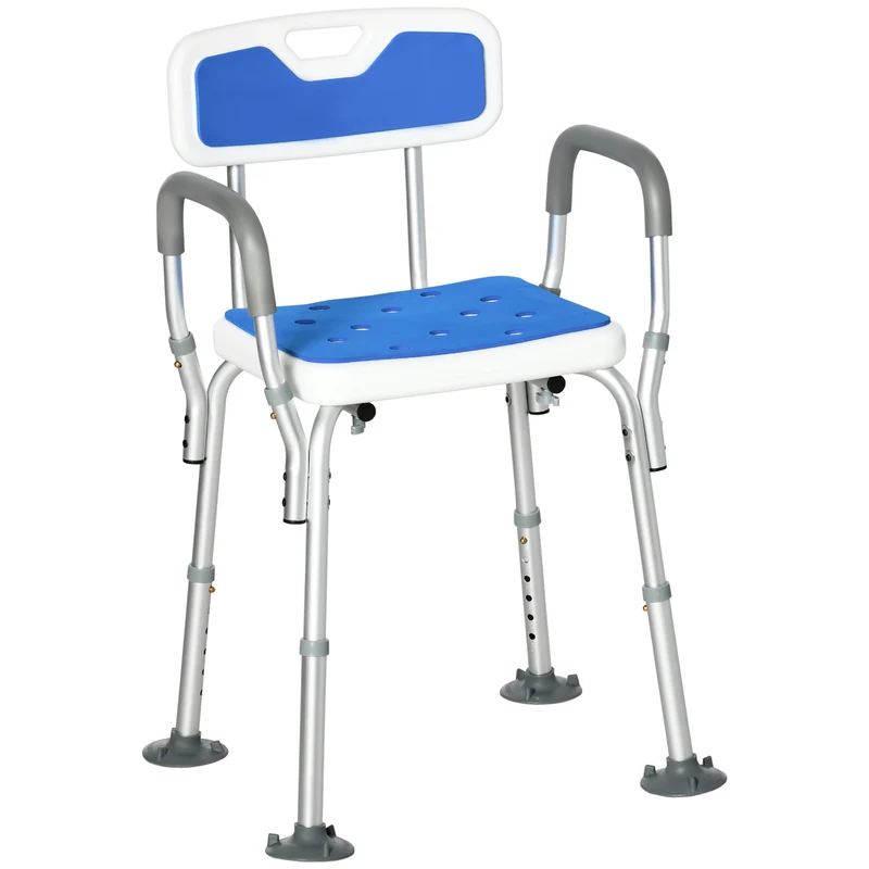 Easycomfort Sedia per Doccia con Imbottitura e Altezza Regolabile, Braccioli e Piedini a Ventosa