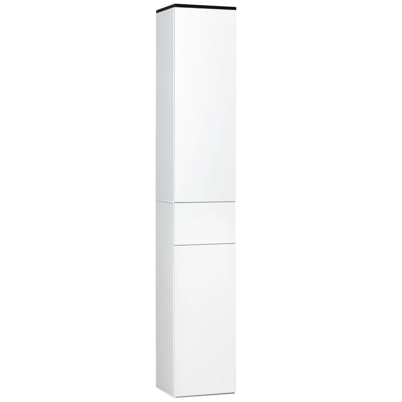 Easycomfort Mobile Bagno con Ripiano Regolabile, 2 Ripiani Chiusi e un Cassetto in Legno, 30x28x180 cm, Bianco