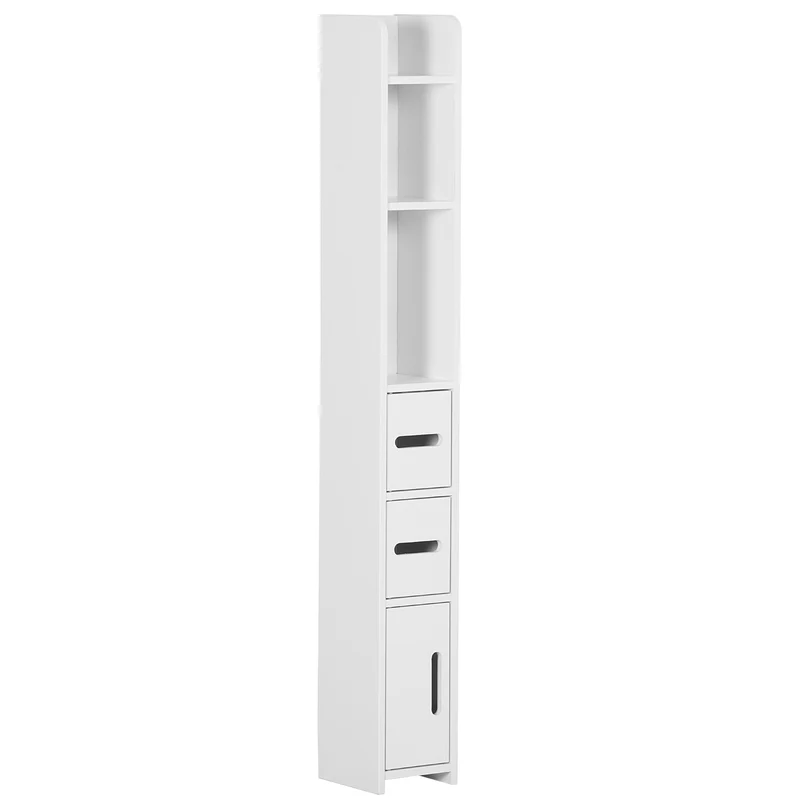 Easycomfort Colonna Bagno con Mensole e Armadietti, Mobile Alto Salvaspazio in Legno 15x17x120cm, Bianco