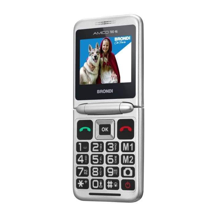 Brondi AMICO TUO Telefono per Anziani 4G a Conchiglia Tasti Grandi Nero