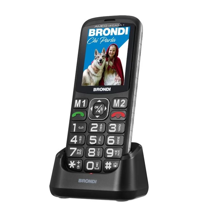 Brondi Telefono per Anziani Nero, Display 6,1 cm, Tasti Grandi, Doppia SIM, SOS