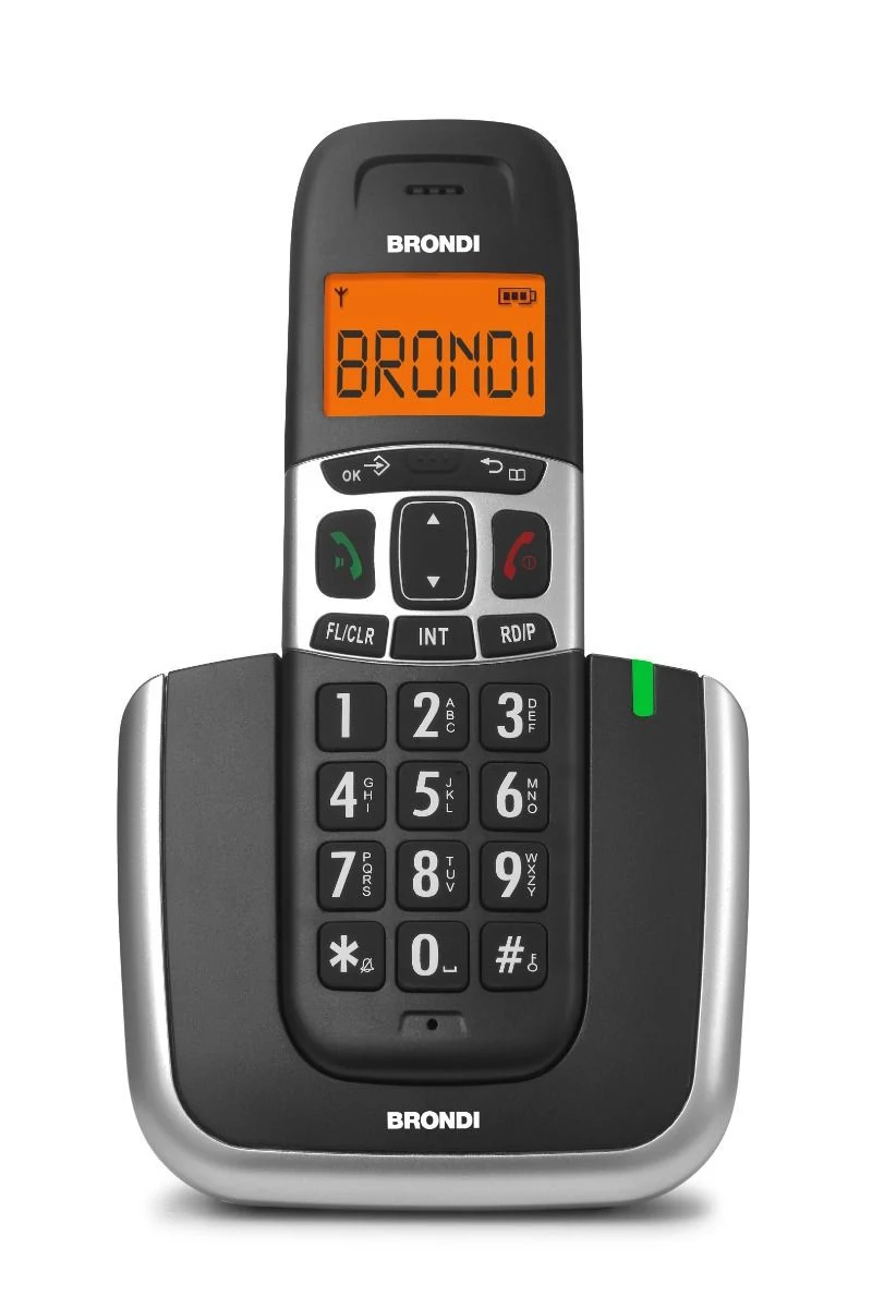 Brondi Bravo Platinum Telefono DECT Nero Argento Tasti Grandi Vivavoce