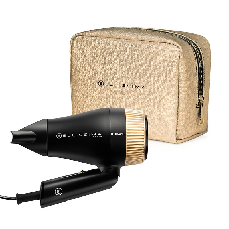 Bellissima Asciugacapelli da Viaggio 1400W Portatile Compatto 11872 Nero e Oro