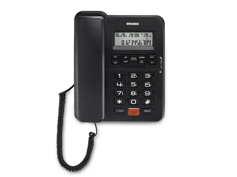 Brondi Telefono DECT Fisso Nero per Ufficio con Vivavoce e Display LCD
