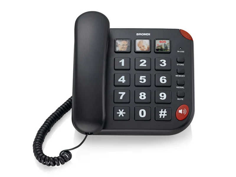 Brondi BRAVO 15 Telefono Fisso Analogico Nero con Vivavoce e Identificatore Chiamate